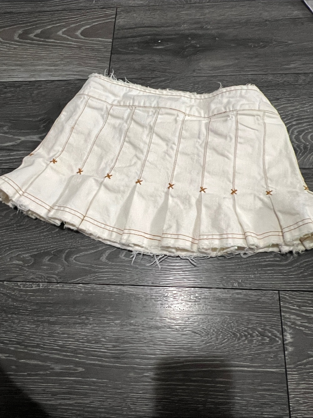 Blue Asphalt White Mini Skirt with Buckle Strap Accents - Picture 4 of 4